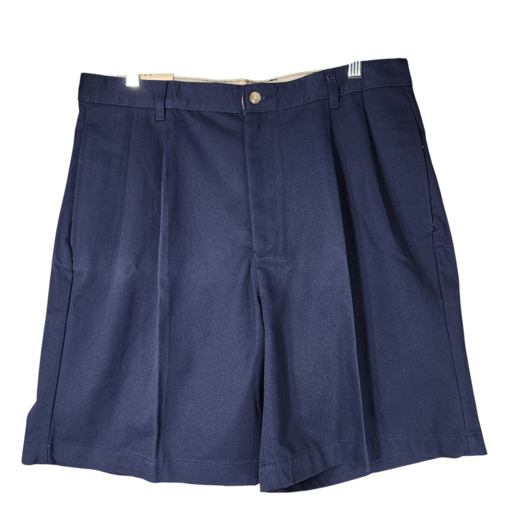 Savane Shorts sz 36 Mens Navy Blue Cotton‎ Casual Pleated Preppy Dadcore 8" NEW